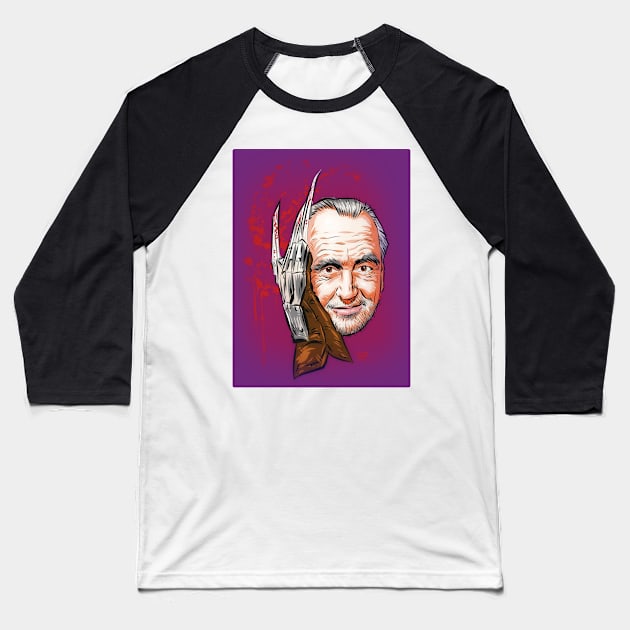 Wes Craven - An illustration by Paul Cemmick Baseball T-Shirt by PLAYDIGITAL2020